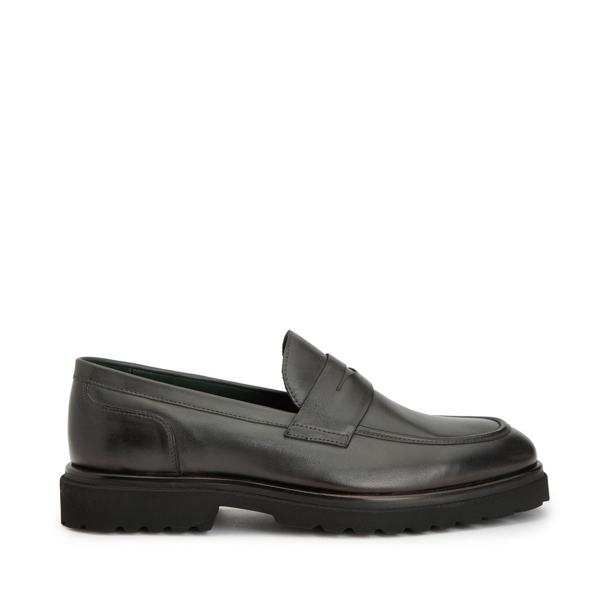 George Hogg Erkek Gri Deri Loafer