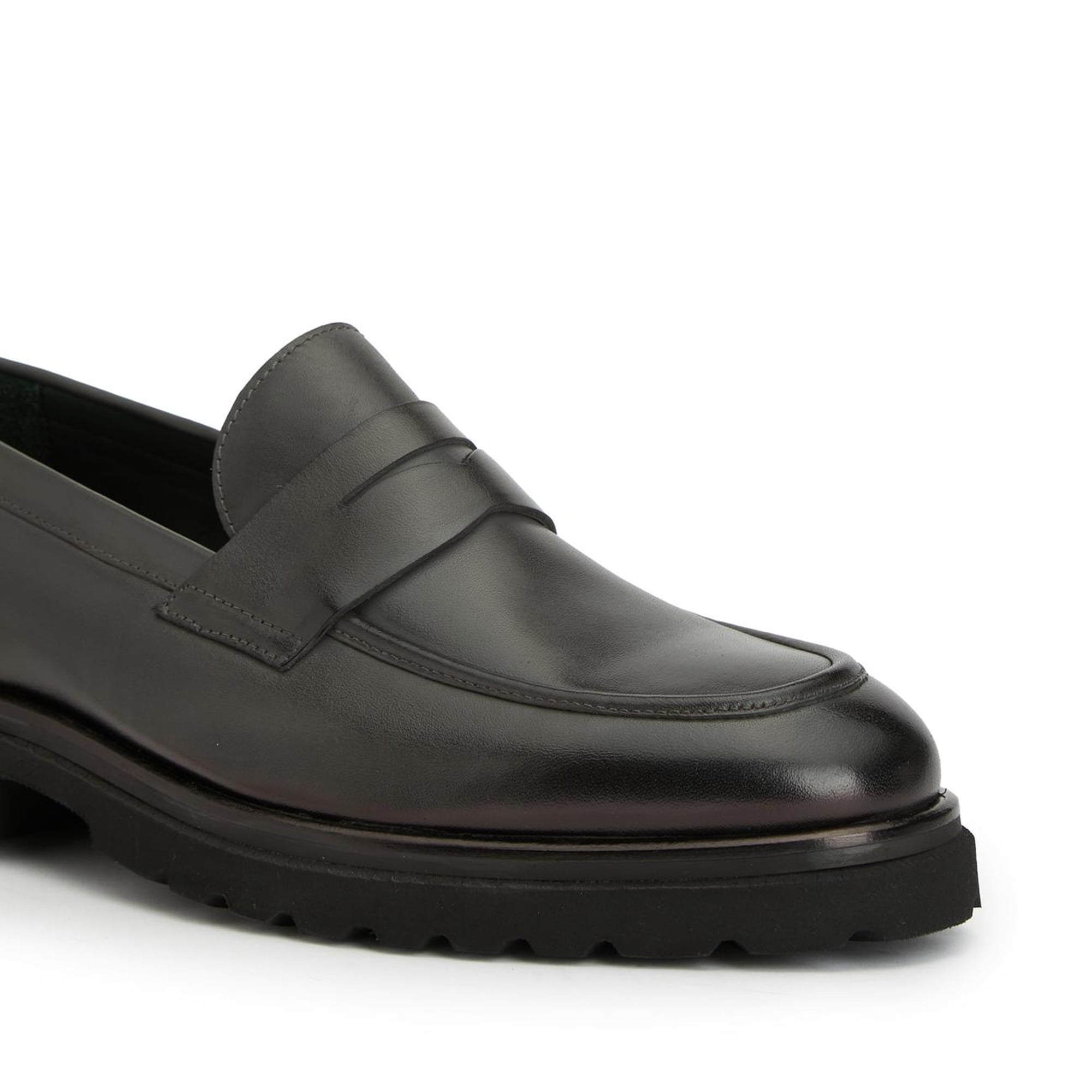 George Hogg Erkek Gri Deri Loafer