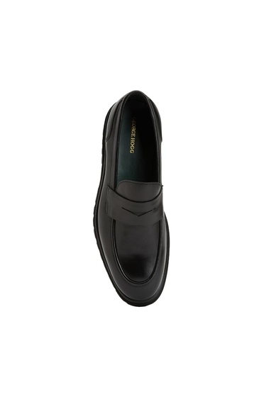  George Hogg Erkek Siyah Deri Loafer