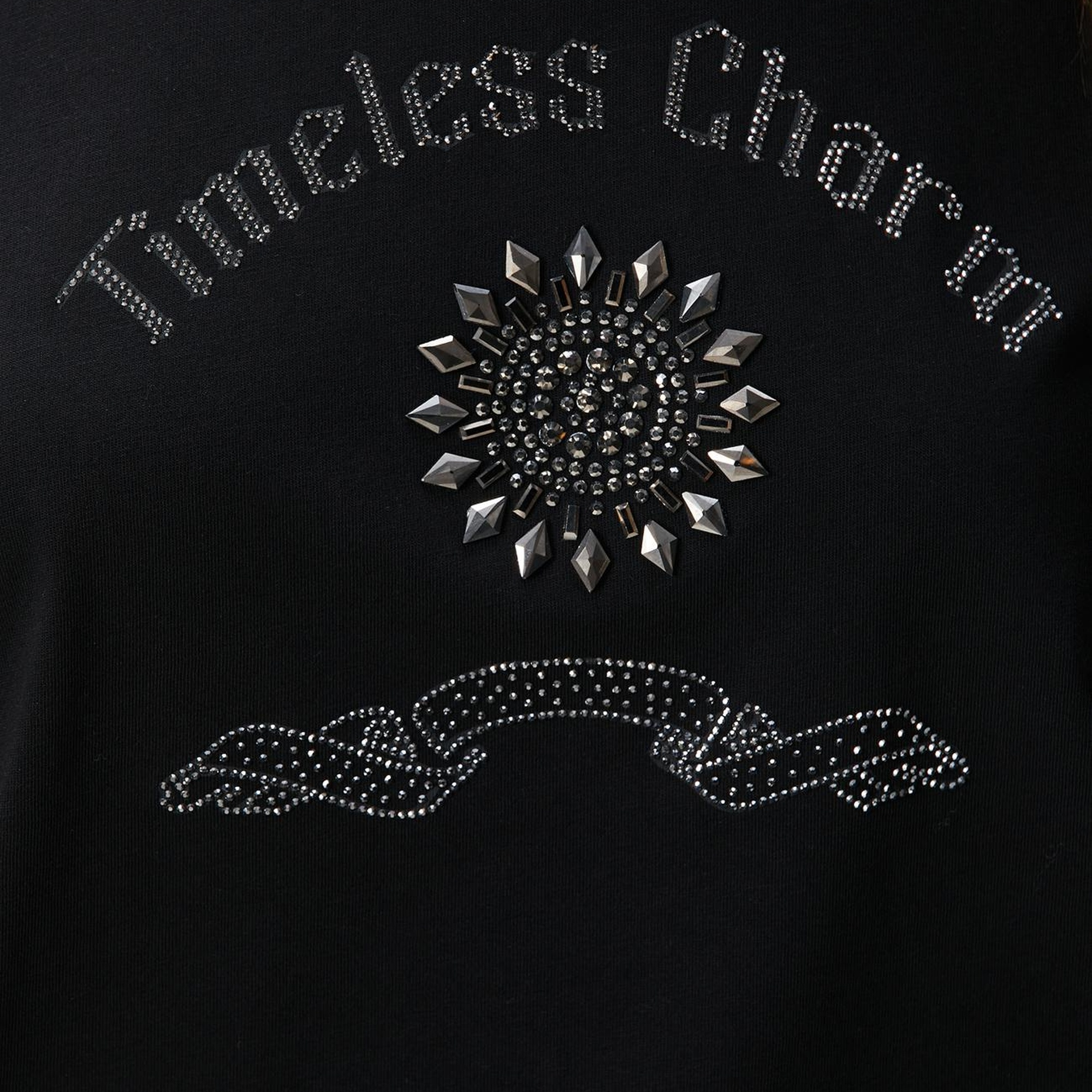 Network Kadın Siyah Taş İşlemeli T-shirt