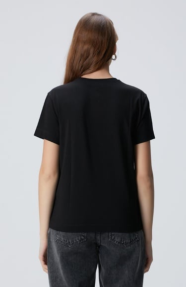  Network Kadın Siyah Taş İşlemeli T-shirt