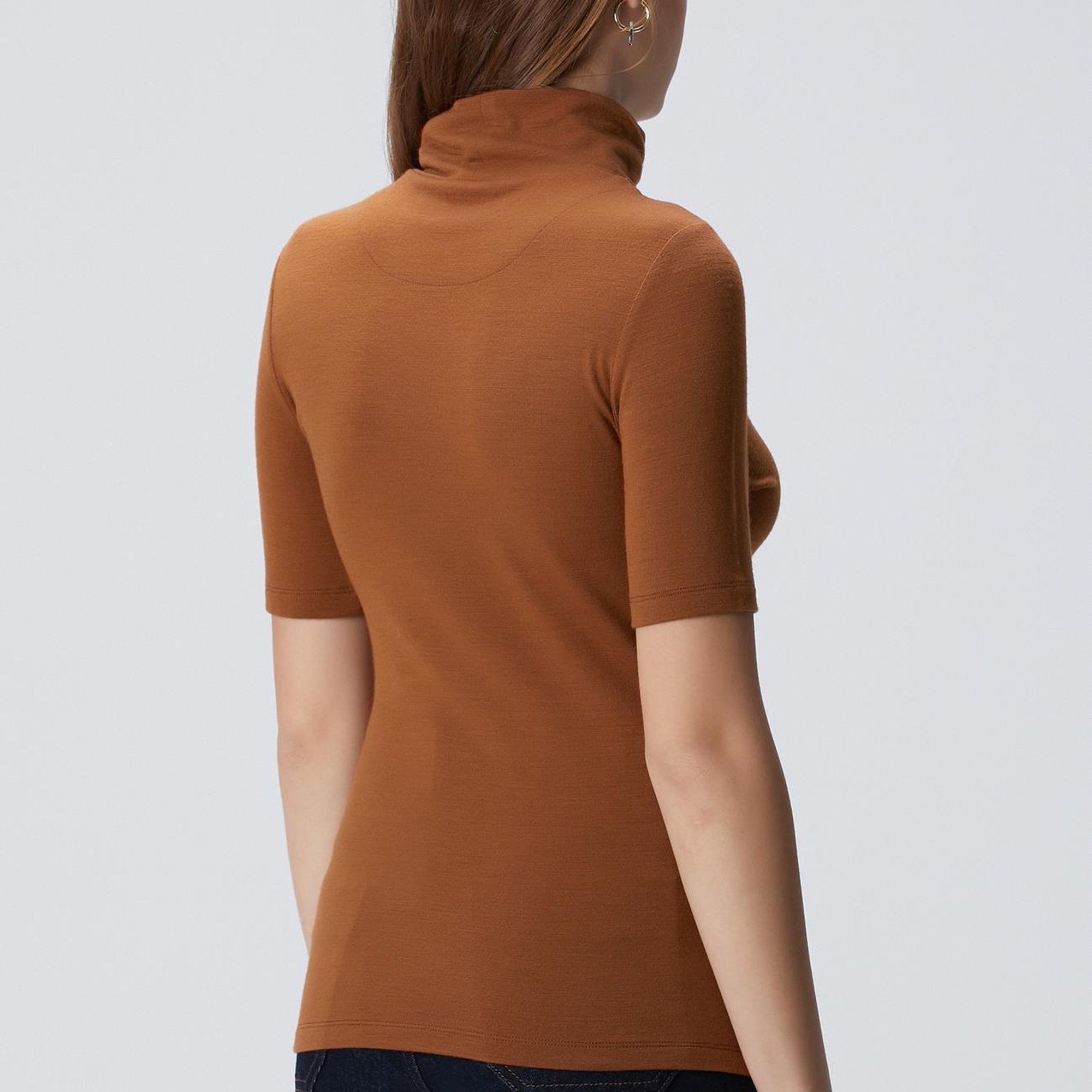 Network Kadın Camel Yün Karışımlı T-shirt