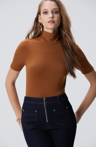  Network Kadın Camel Yün Karışımlı T-shirt