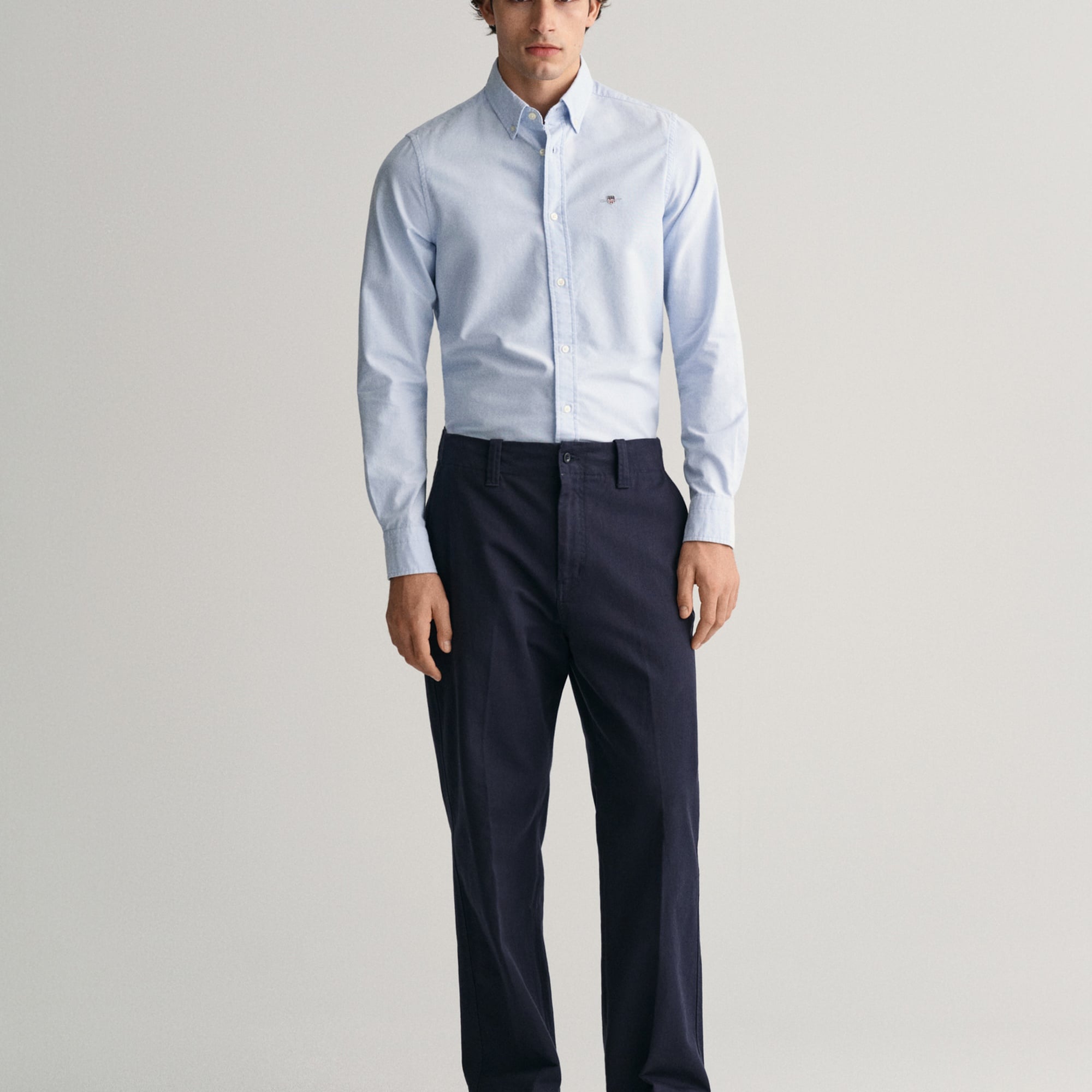 GANT Erkek Mavi Slim Fit Düğmeli Yaka Gömlek