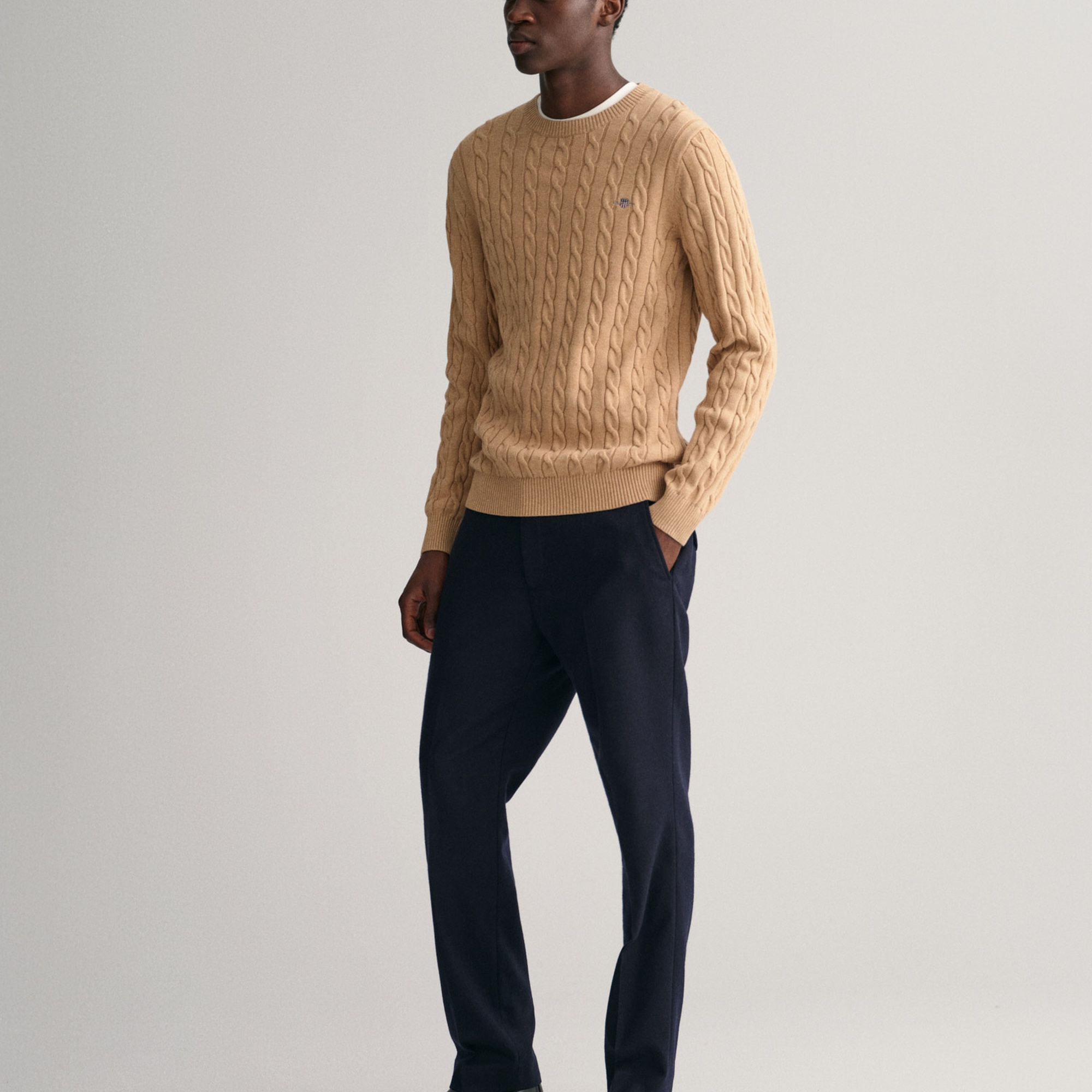 GANT Erkek Bej Regular Fit Bisiklet Yaka Kazak