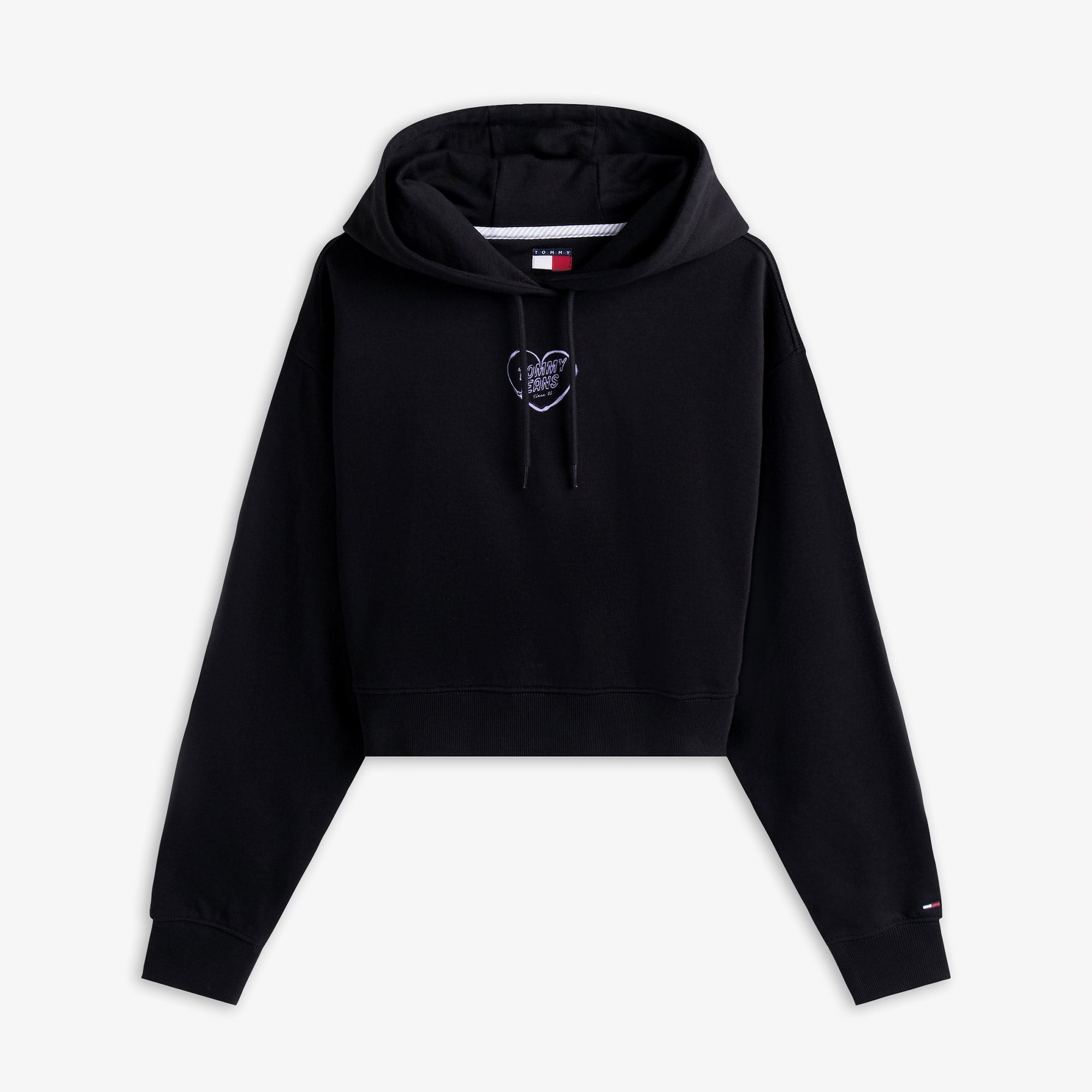 Tommy Jeans Relax Crop Heart Kadın Siyah Hoodie