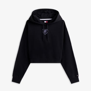  Tommy Jeans Crop Heart Slim Kadın Siyah Sweatshirt