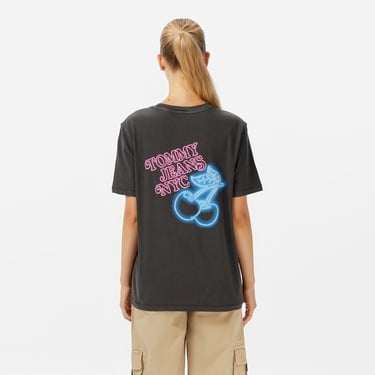  Tommy Hilfiger Relaxed Neon Kadın Gri T-Shirt