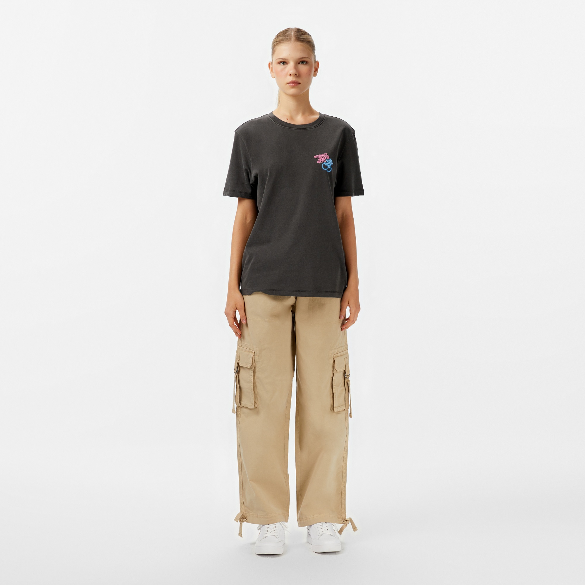 Tommy Hilfiger Loose Cargo Kadın Krem Pantolon