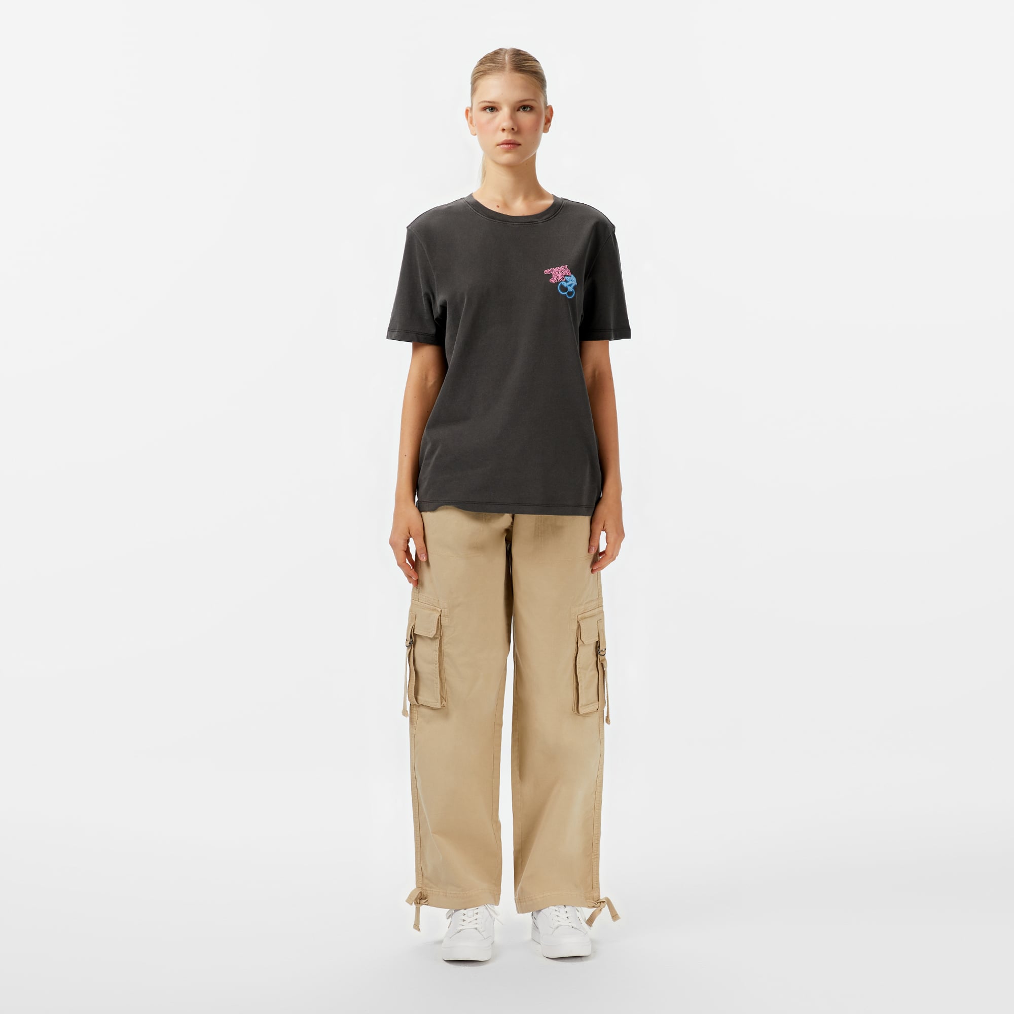  Tommy Hilfiger Loose Cargo Kadın Krem Pantolon