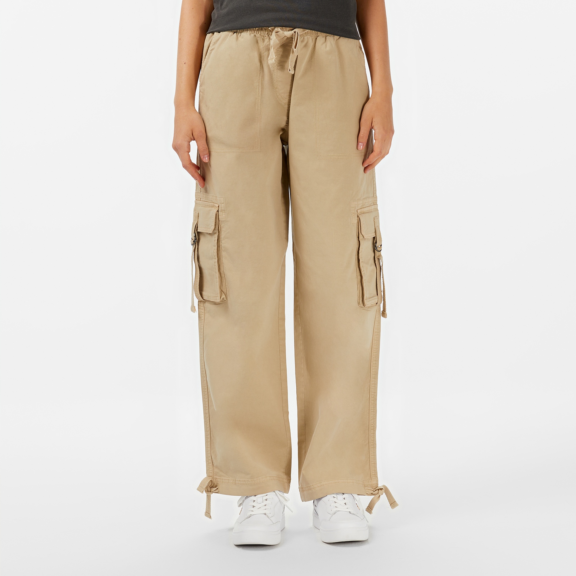 Tommy Hilfiger Loose Cargo Kadın Krem Pantolon