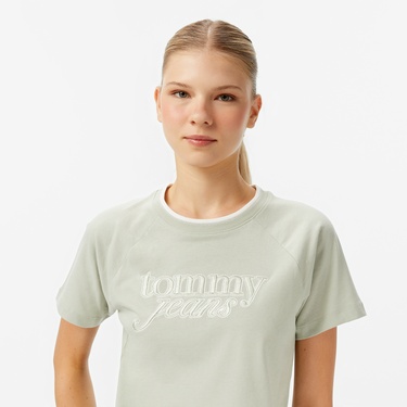  Tommy Jeans Graphic Kadın Yeşil T-Shirt