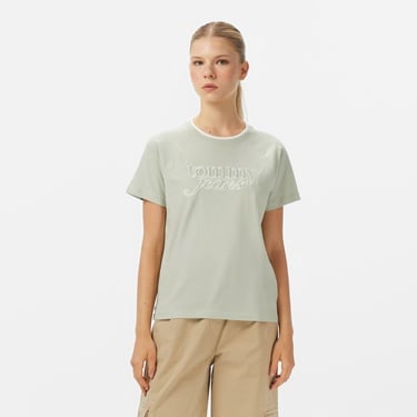  Tommy Jeans Graphic Kadın Yeşil T-Shirt