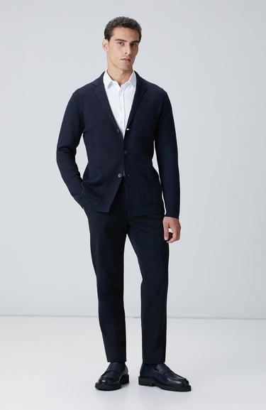  Network Erkek Lacivert Diyagonal Desenli Pantolon