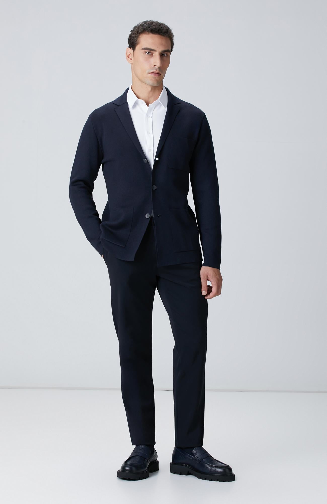  Network Erkek Lacivert Diyagonal Desenli Pantolon