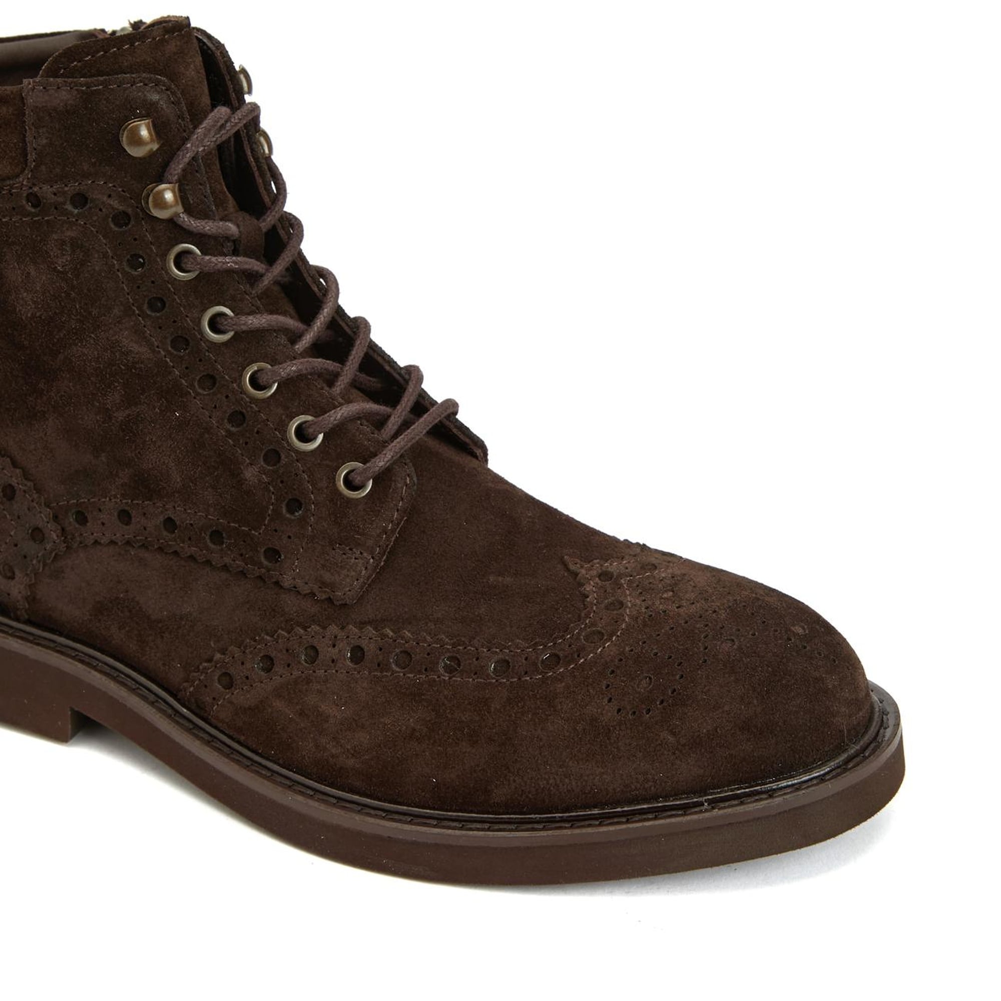 Divarese Erkek Kahverengi Fermuarlı Süet Bot