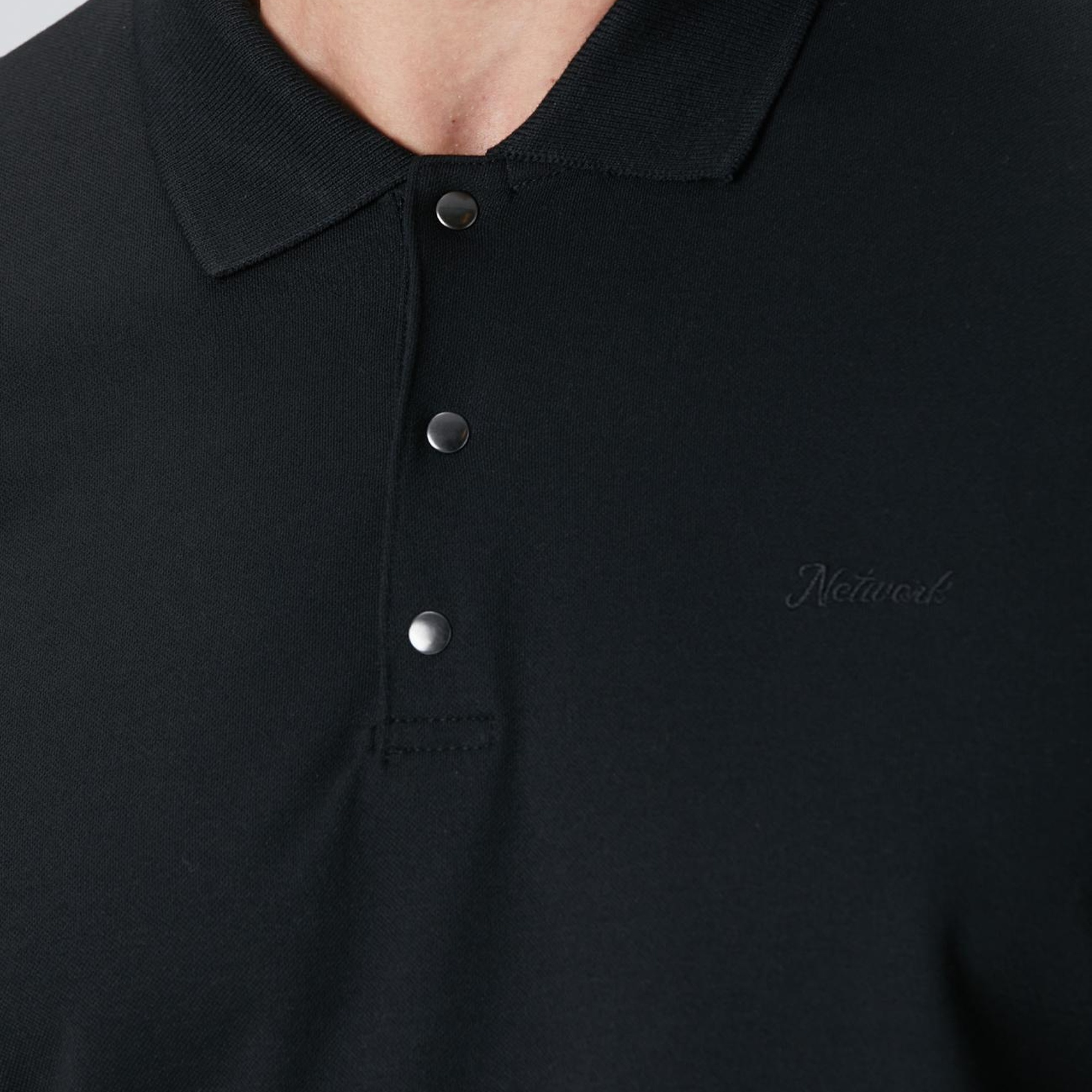 Network Erkek Siyah Polo Yaka Sweatshirt