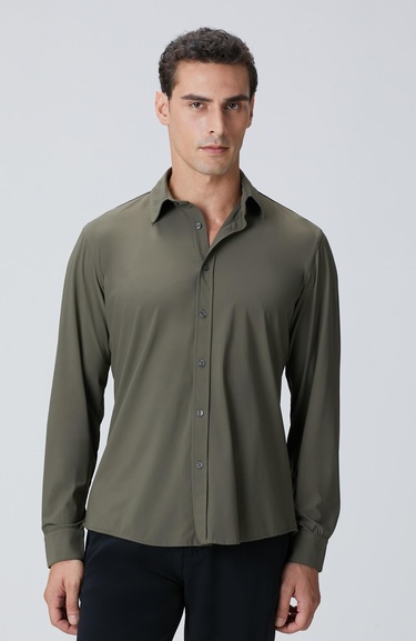  Network Erkek Haki Örme Gömlek