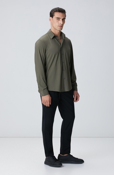  Network Erkek Haki Örme Gömlek