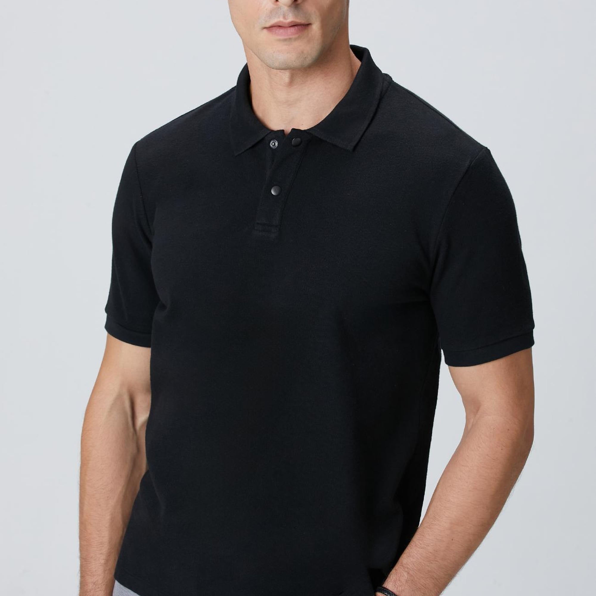 Network Erkek Siyah Çıtçıtlı T-shirt