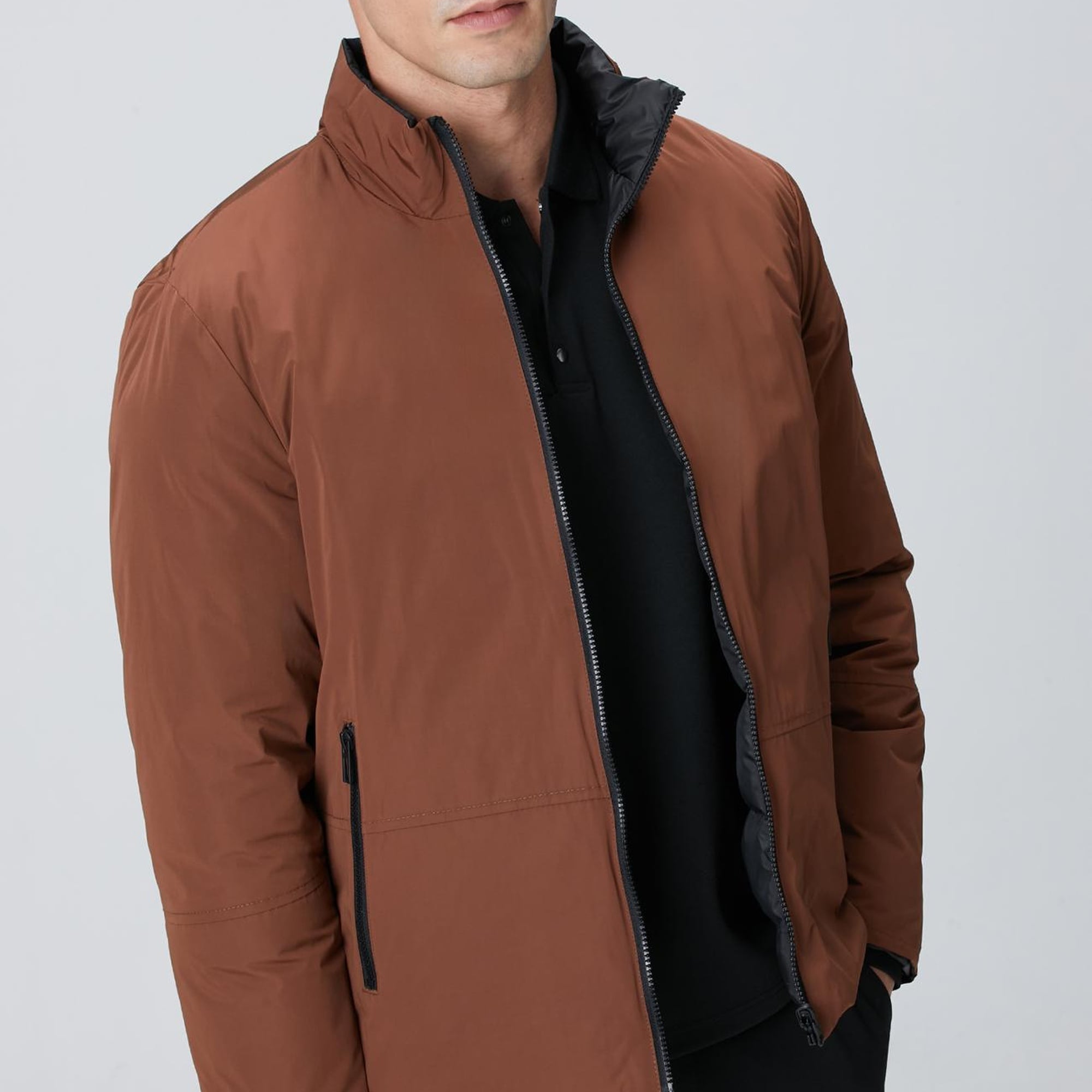 Network Erkek Siyah Kahverengi Çift Taraflı Mont