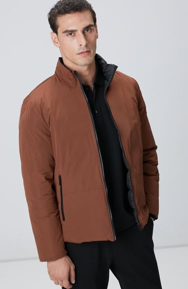  Network Erkek Siyah Kahverengi Çift Taraflı Mont
