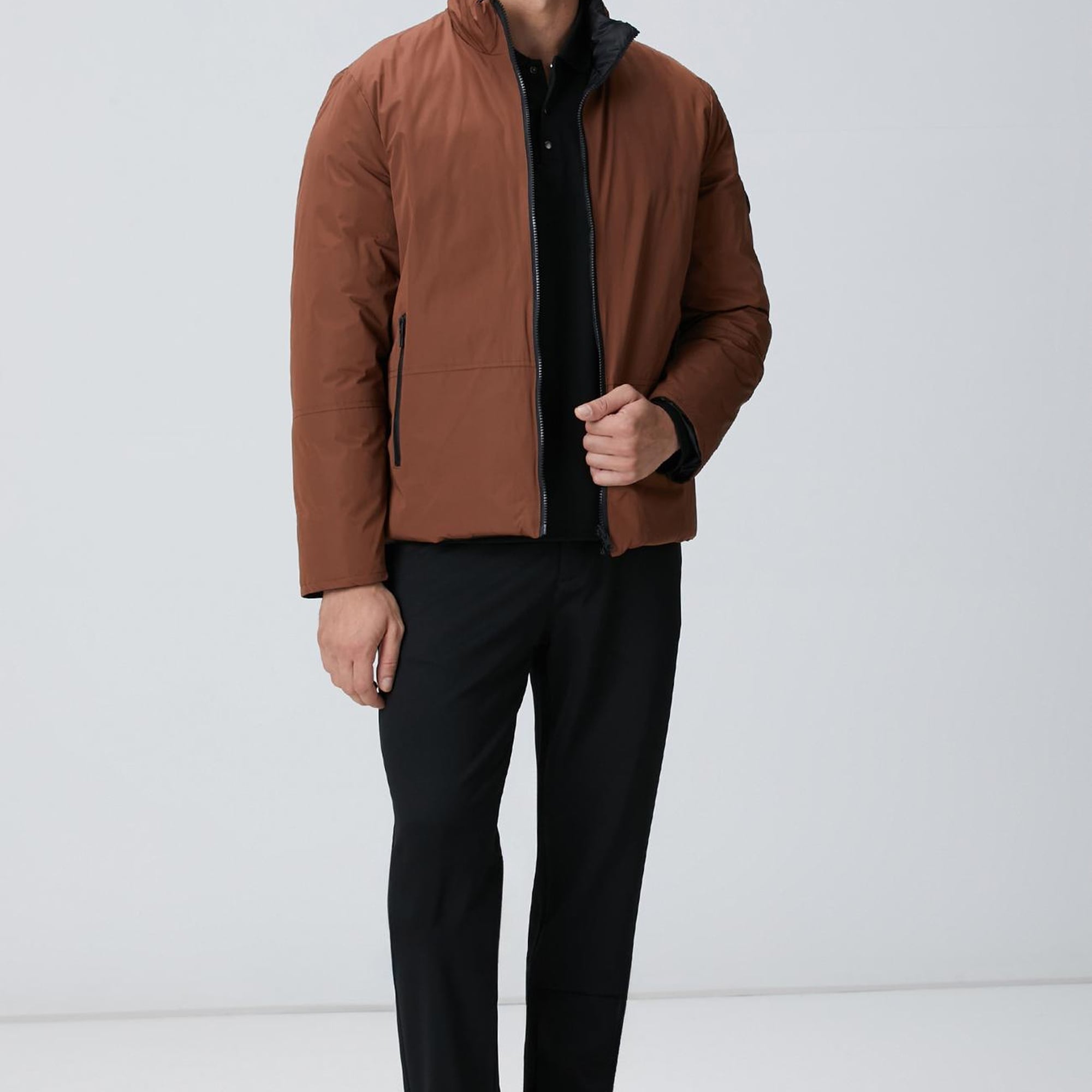 Network Erkek Siyah Kahverengi Çift Taraflı Mont