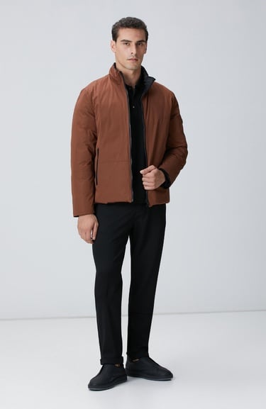 Network Erkek Siyah Kahverengi Çift Taraflı Mont
