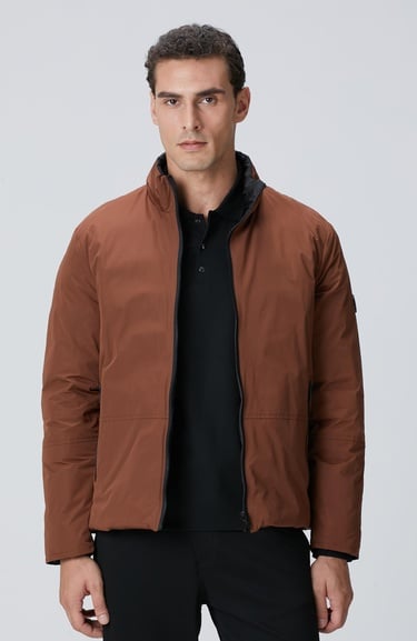  Network Erkek Siyah Kahverengi Çift Taraflı Mont