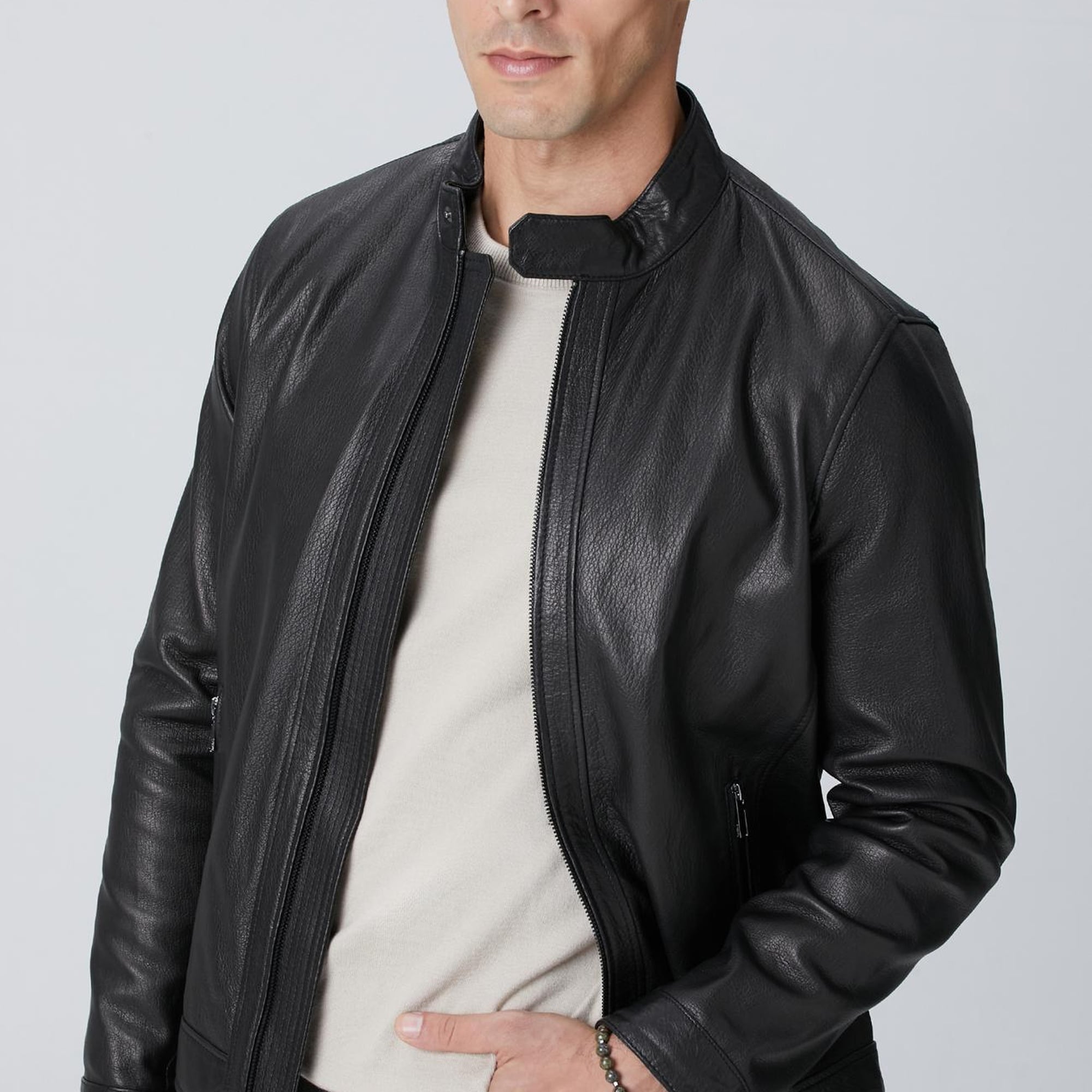 Network Erkek Siyah Deri Mont