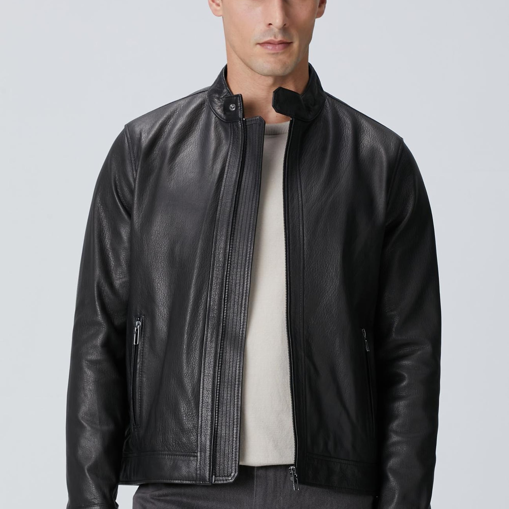 Network Erkek Siyah Deri Mont