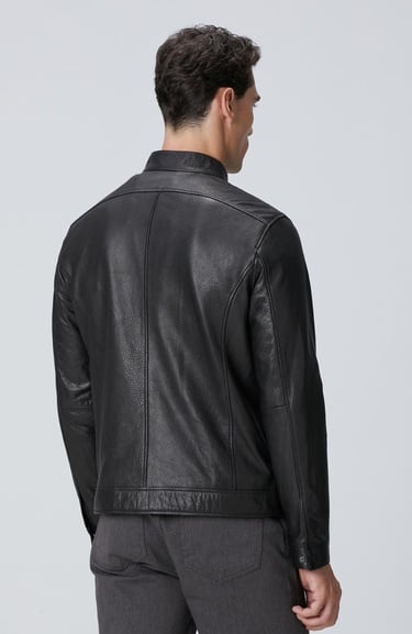  Network Erkek Siyah Deri Mont