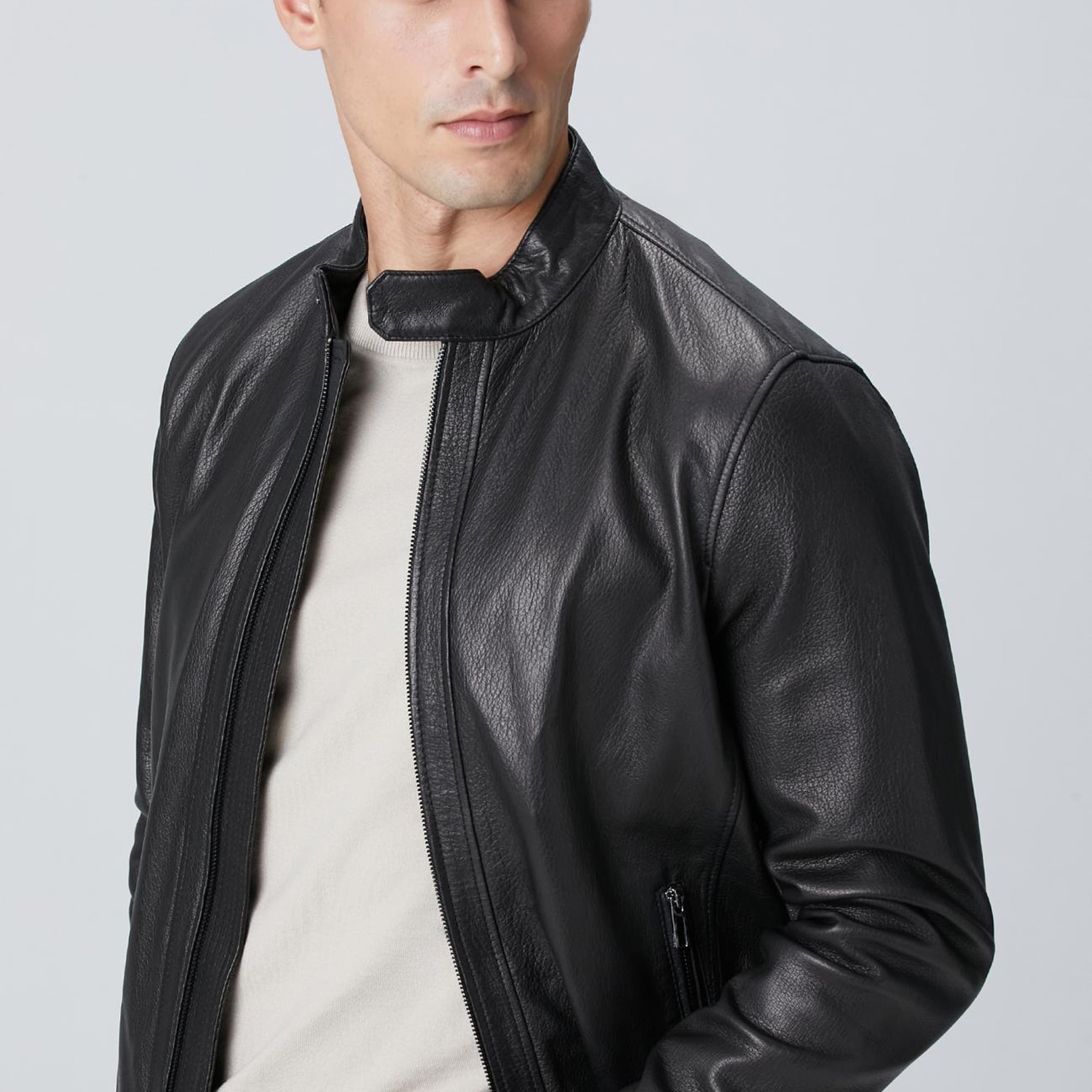 Network Erkek Siyah Deri Mont