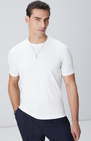  Network Erkek Kırık Beyaz Basic Triko Kazak