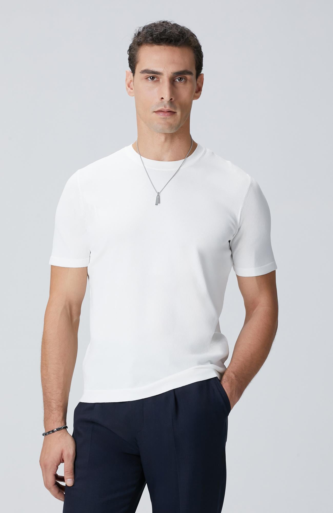  Network Erkek Kırık Beyaz Basic Triko Kazak