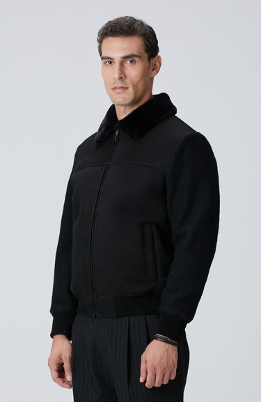  Network Erkek Siyah Deri Mont