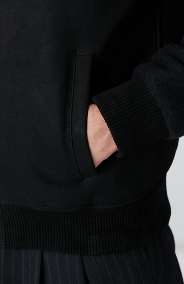  Network Erkek Siyah Deri Mont