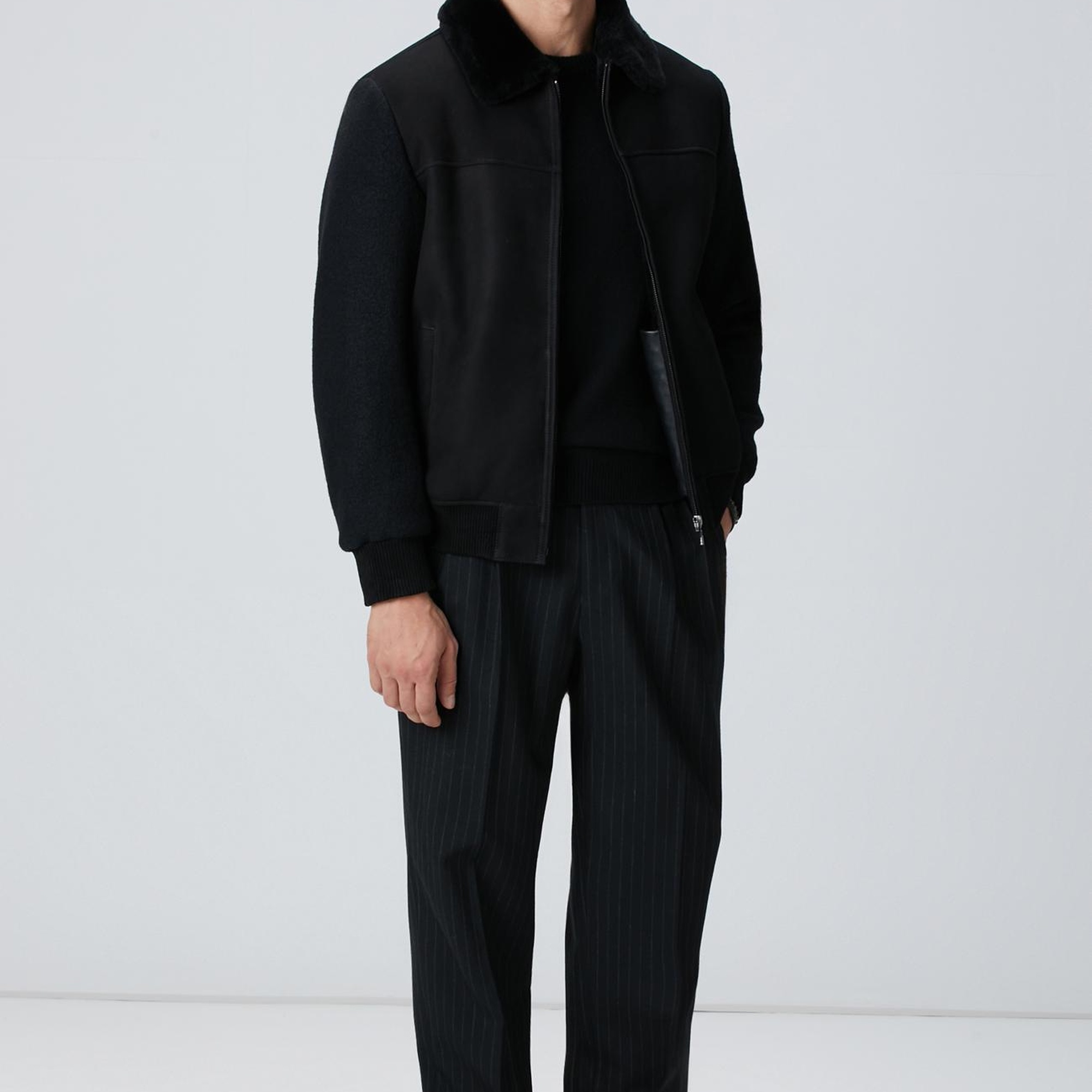 Network Erkek Siyah Deri Mont