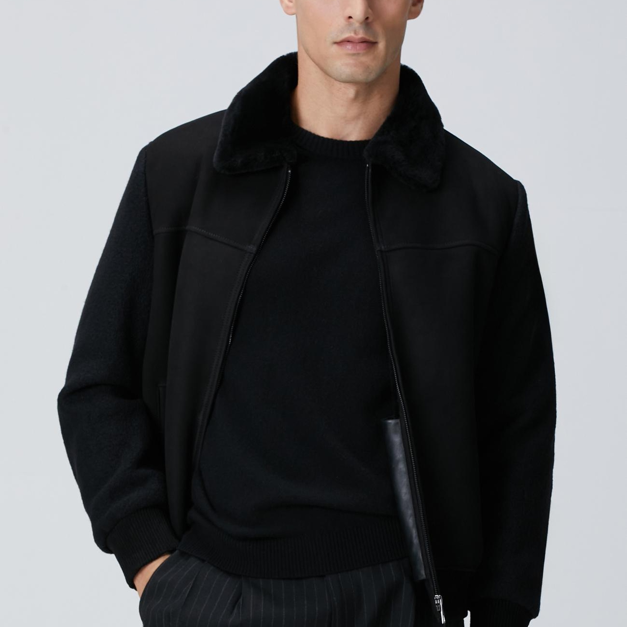 Network Erkek Siyah Deri Mont