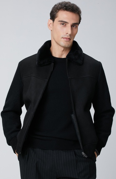  Network Erkek Siyah Deri Mont