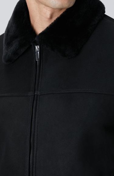  Network Erkek Siyah Deri Mont