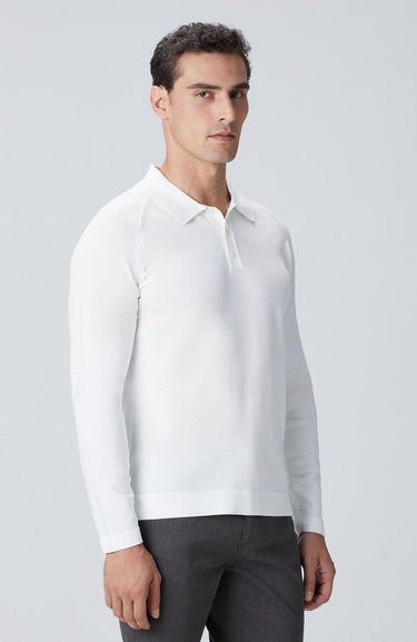  Network Erkek Kırık Beyaz Polo Yaka Triko Kazak