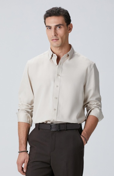  Network Erkek Bej Lyocell Gömlek