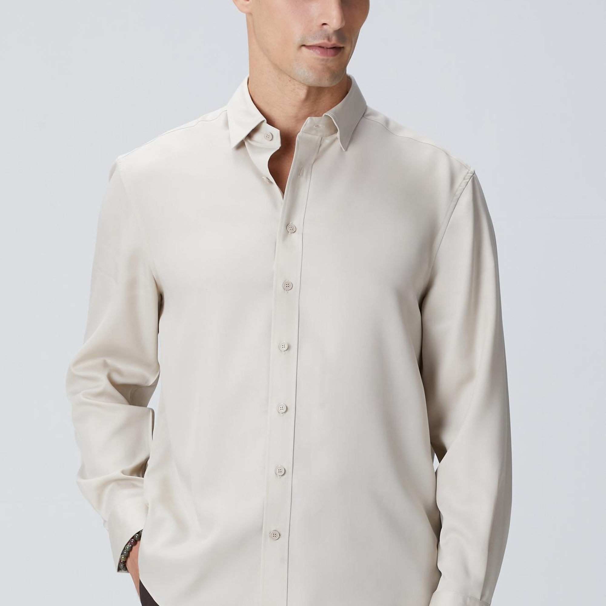 Network Erkek Bej Lyocell Gömlek