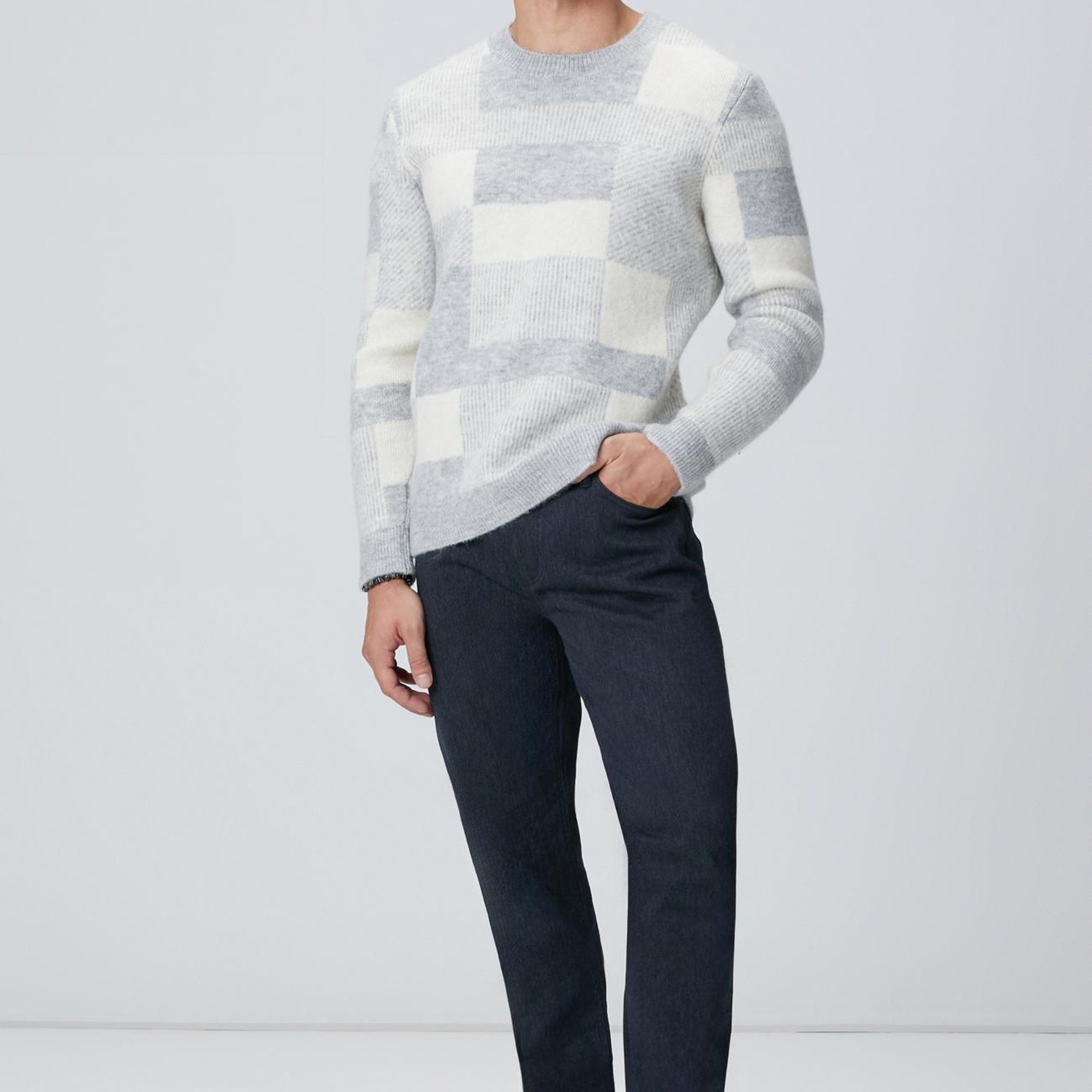 Network Erkek Gri Yün Karışımlı Triko Kazak