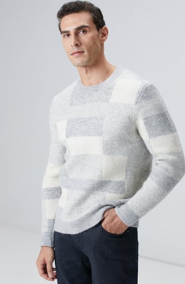  Network Erkek Gri Yün Karışımlı Triko Kazak