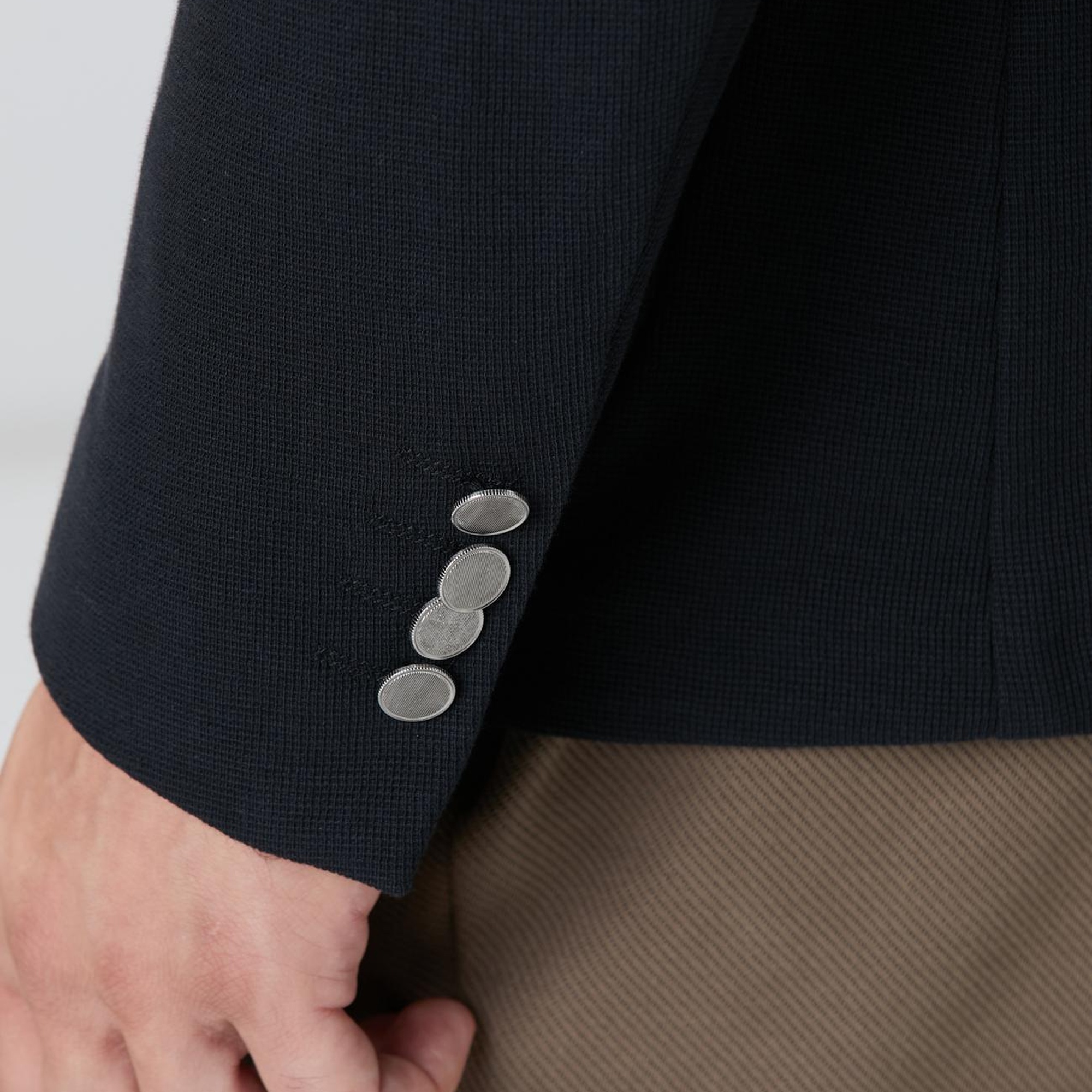 Network Erkek Siyah Mona Yaka Metal Düğmeli Örme Blazer Ceket