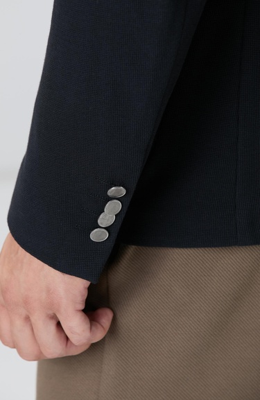  Network Erkek Siyah Mona Yaka Metal Düğmeli Örme Blazer Ceket