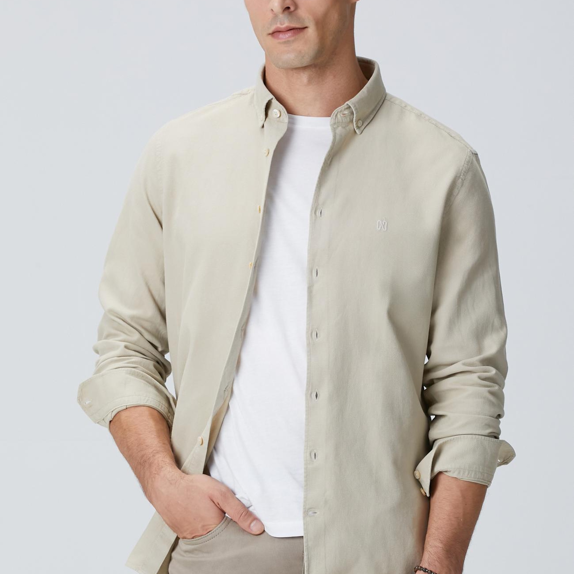 Network Erkek Vizon Comfort Fit Petek Desen Parça Boya Gömlek