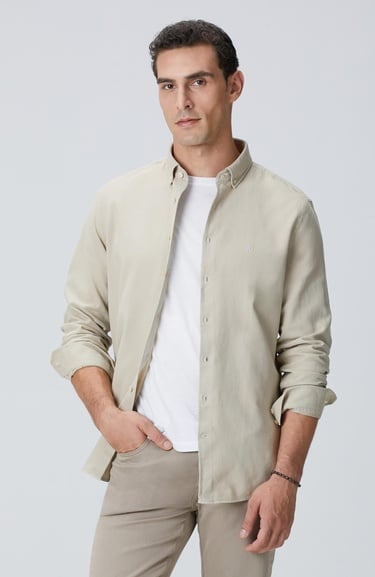  Network Erkek Vizon Comfort Fit Petek Desen Parça Boya Gömlek